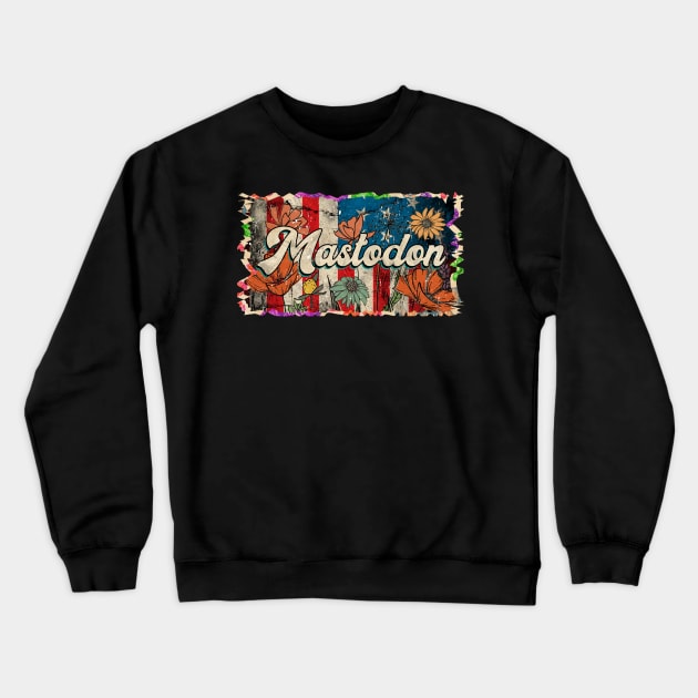 Retro Mastodon Pattern 80s 90s Birthday Style 70s 80s Crewneck Sweatshirt by Gorilla Animal